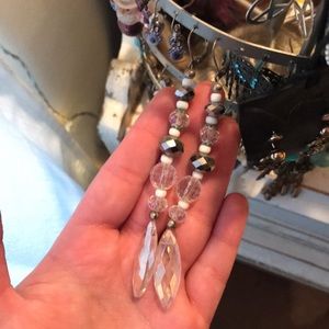 Silver ball dangle earrings